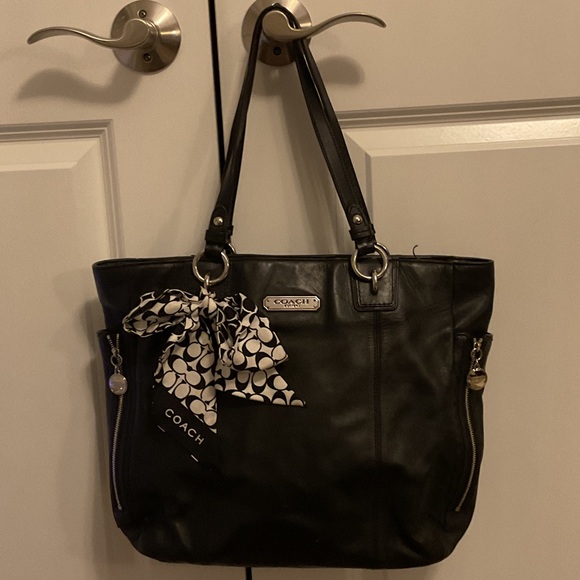 Coach Handbags - Coach Black Leather Bag - Patterned Scarf NOT included